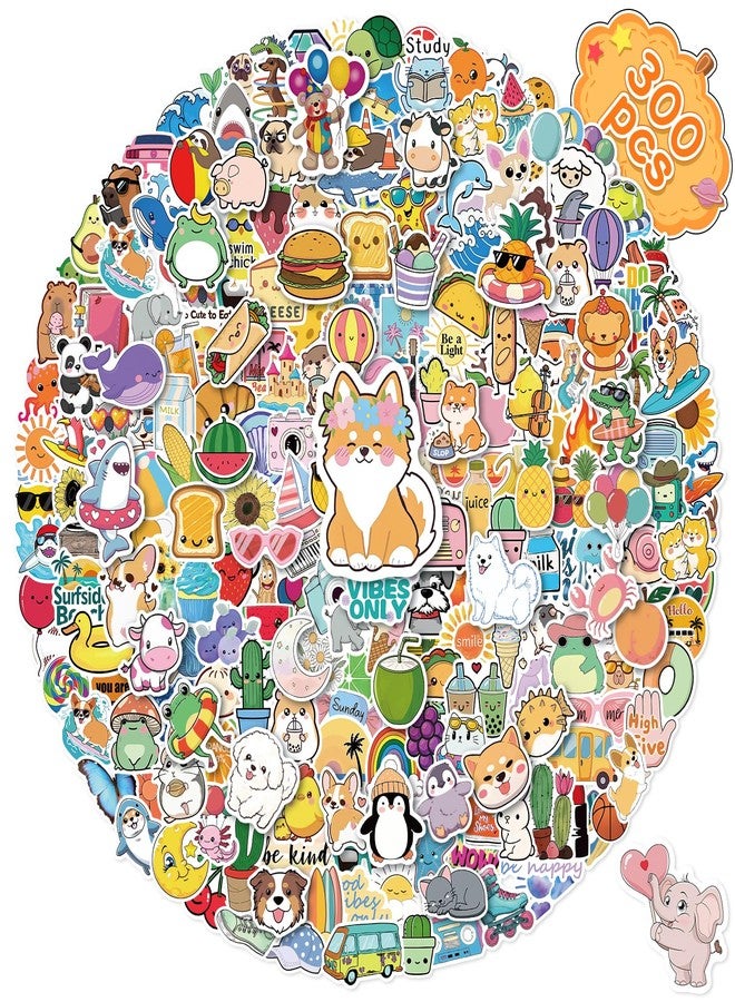 JIXZEN 300 PCS Water Bottle Stickers for Kids,Cute Waterproof Vinyl Laptop Stickers Pack for School Supplies Classroom Teacher Prizes, Fun Gift Sticker Pack for Girls Teens Students - Image 1